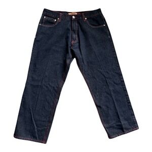 Urban Label Jeans Mens 38 Dark Wash Red Contrast Stitch Straight Leg‎ Streetwear